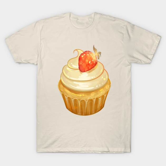 Strawberry Vanilla Cupcake T-Shirt by Claire Lin